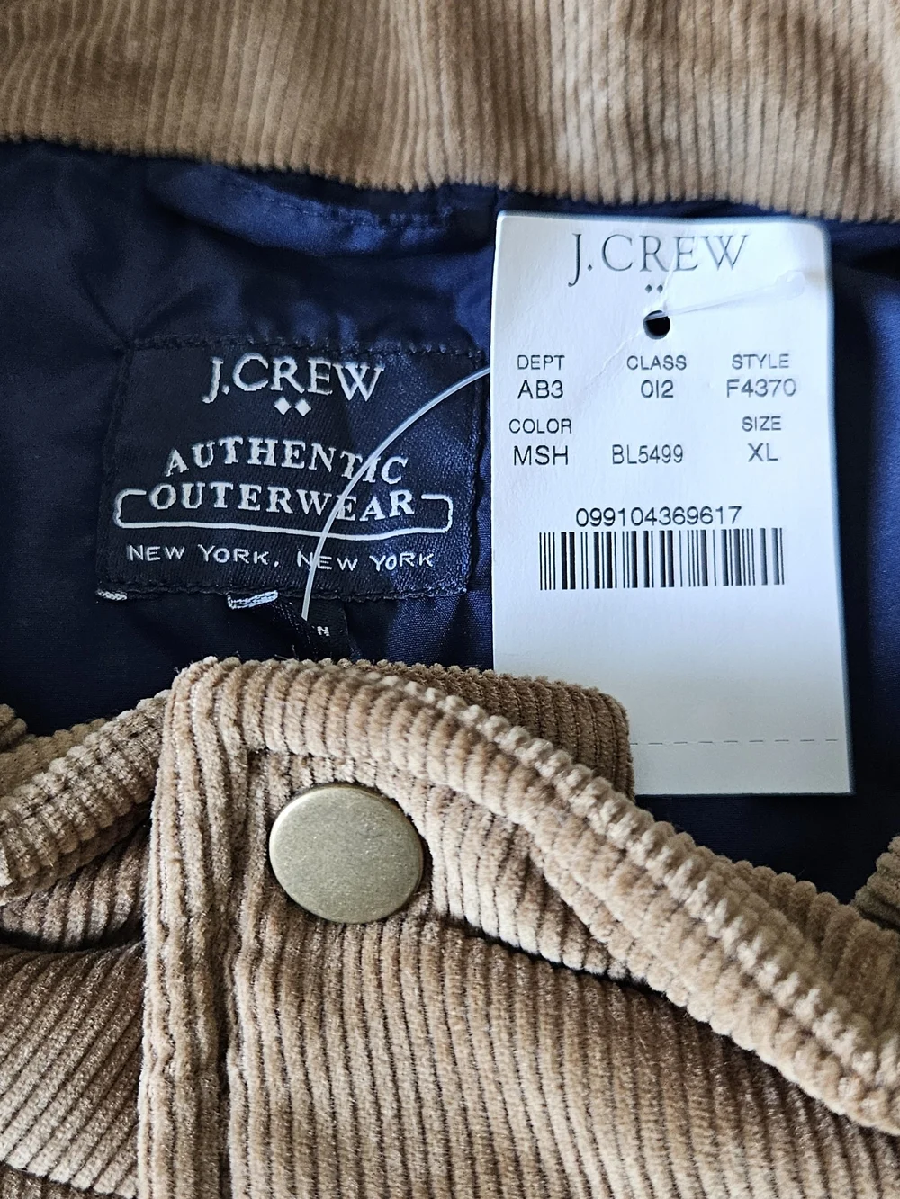 J. Crew Navy and Tan Quilted Puffer Vest NWT